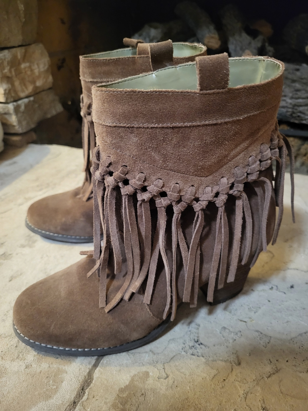 SBICCA Fringe Suede Ankle Booties in Brown - Size 7.5 - Picture 4 of 5